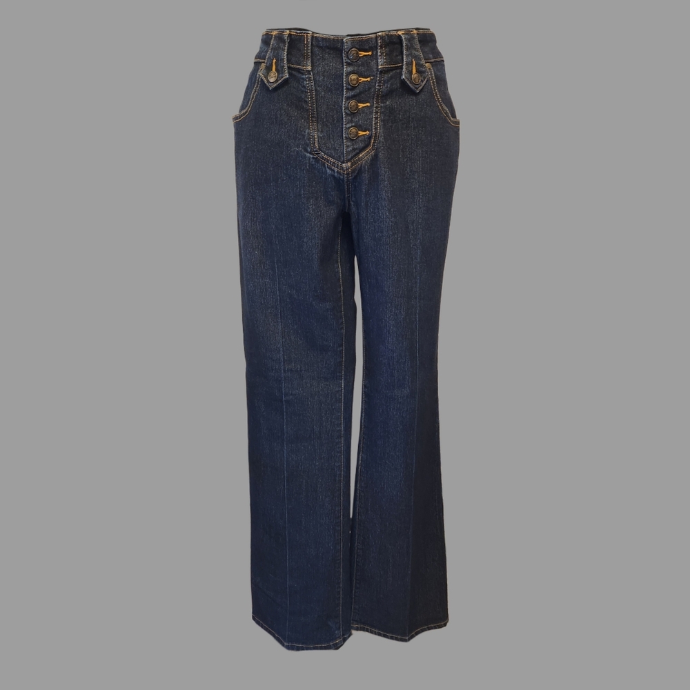 Vintage FUBU Snap Fly Wide Leg Dark Wash Jeans Size 13/14 NWOT (H4)